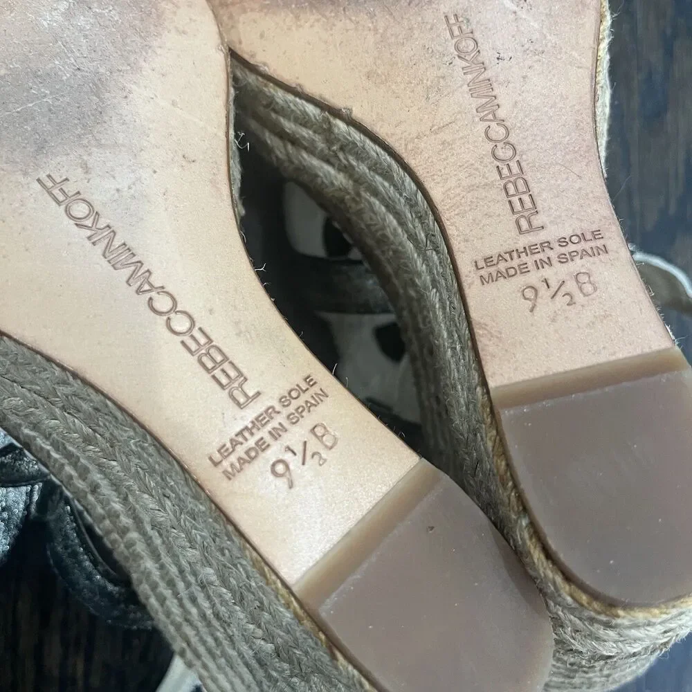 Rebecca Minkoff‎ Sandals Women's 9.5 B Gold Platform Espadrille Strappy Wedge